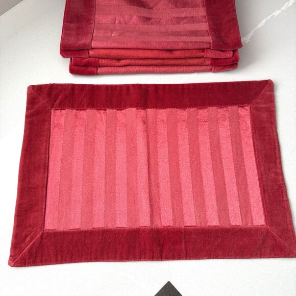 Pier 1 Imports Set of 5 Red Placemats Velvet Stripes Holiday Any Party 13X19" - Picture 3 of 8